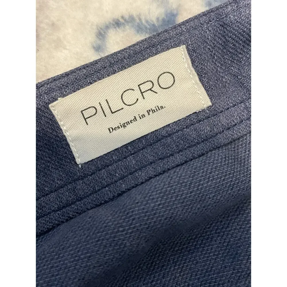 Anthropologie Pilcro The Adi Linen Mid-Rise Wide leg Flare Pants Navy 31 - Picture 5 of 11